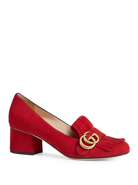 red gucci heel|Gucci suede mid heel pump.